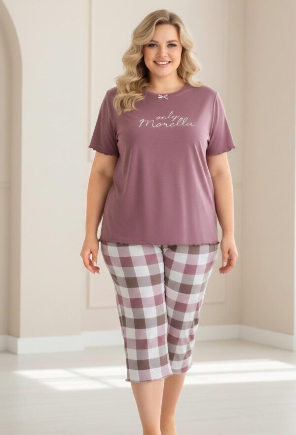 Piżama Damska z Wiskozy Morella PREMIUM Duże rozmiary kod;PR-2021 Rozmiar; 2XL-3XL-4XL - zdjęcie 4