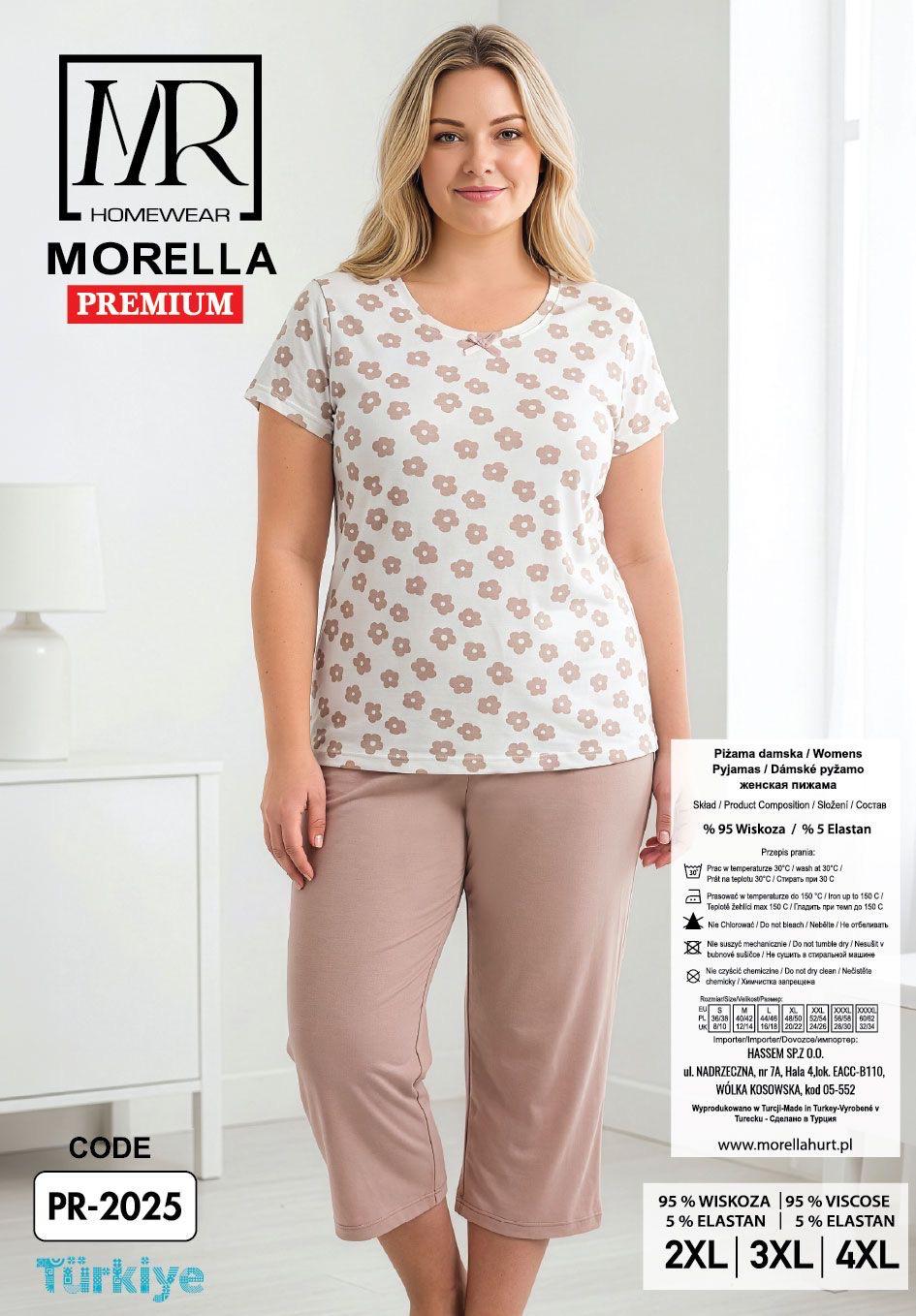 Piżama Damska z Wiskozy Morella PREMIUM Duże rozmiary kod;PR-2025 Rozmiar; 2XL-3XL-4XL - zdjęcie 2