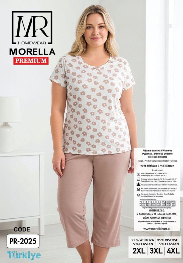 Piżama Damska z Wiskozy Morella PREMIUM Duże rozmiary kod;PR-2025 Rozmiar; 2XL-3XL-4XL - zdjęcie 3