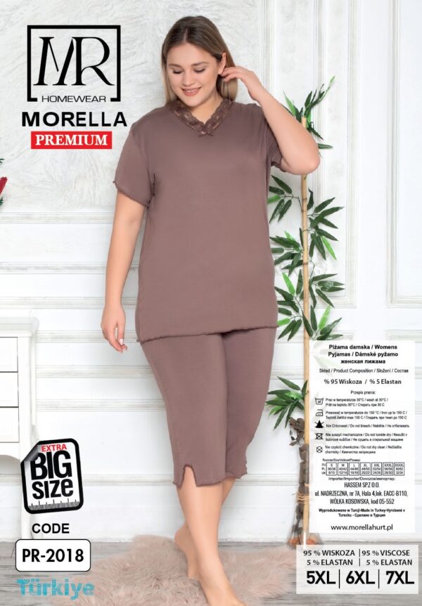 Piżama Damska z Wiskozy Morella PREMIUM Duże rozmiary PLUS BIG SIZE kod;PR-2018 Rozmiar; 5XL-6XL-7XL - zdjęcie 4