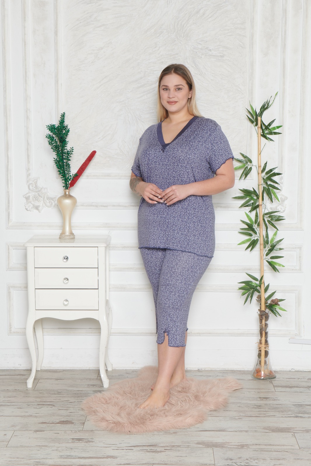 Piżama Damska z Wiskozy Morella PREMIUM Duże rozmiary PLUS BIG SIZE kod;PR-2019 Rozmiar; 5XL-6XL-7XL - zdjęcie 4