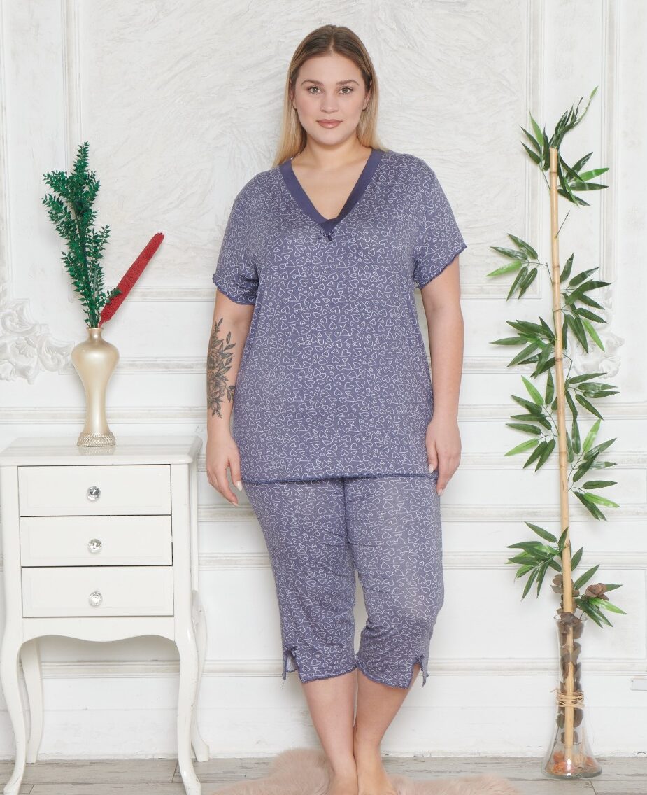 Piżama Damska z Wiskozy Morella PREMIUM Duże rozmiary PLUS BIG SIZE kod;PR-2019 Rozmiar; 5XL-6XL-7XL - zdjęcie 1