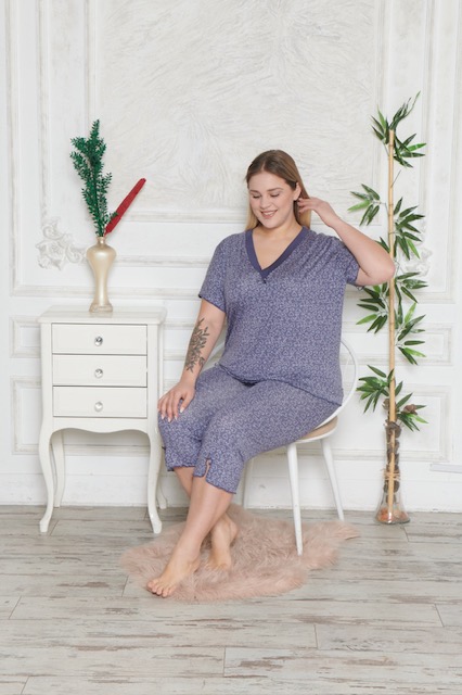 Piżama Damska z Wiskozy Morella PREMIUM Duże rozmiary PLUS BIG SIZE kod;PR-2019 Rozmiar; 5XL-6XL-7XL - zdjęcie 5