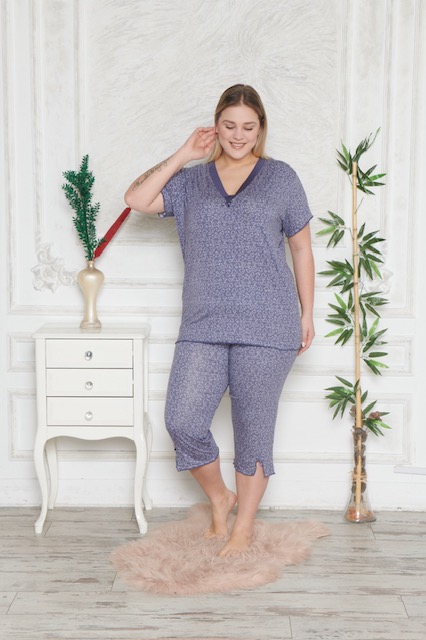 Piżama Damska z Wiskozy Morella PREMIUM Duże rozmiary PLUS BIG SIZE kod;PR-2019 Rozmiar; 5XL-6XL-7XL - zdjęcie 3