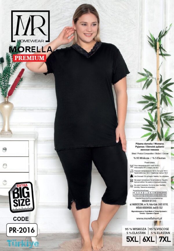 Piżama Damska z Wiskozy Morella PREMIUM Duże rozmiary PLUS BIG SIZE kod;PR-2016 Rozmiar; 5XL-6XL-7XL - zdjęcie 4