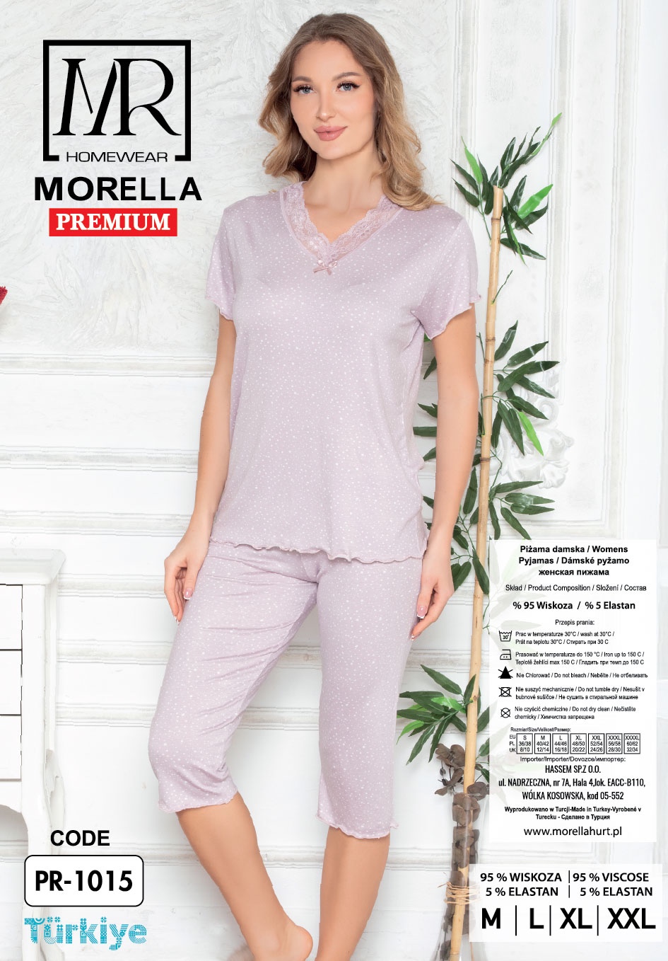 Piżama Damska z Wiskozy Morella PREMIUM kod;PR-1015 Rozmiar; M-L-XL-XXL - zdjęcie 2