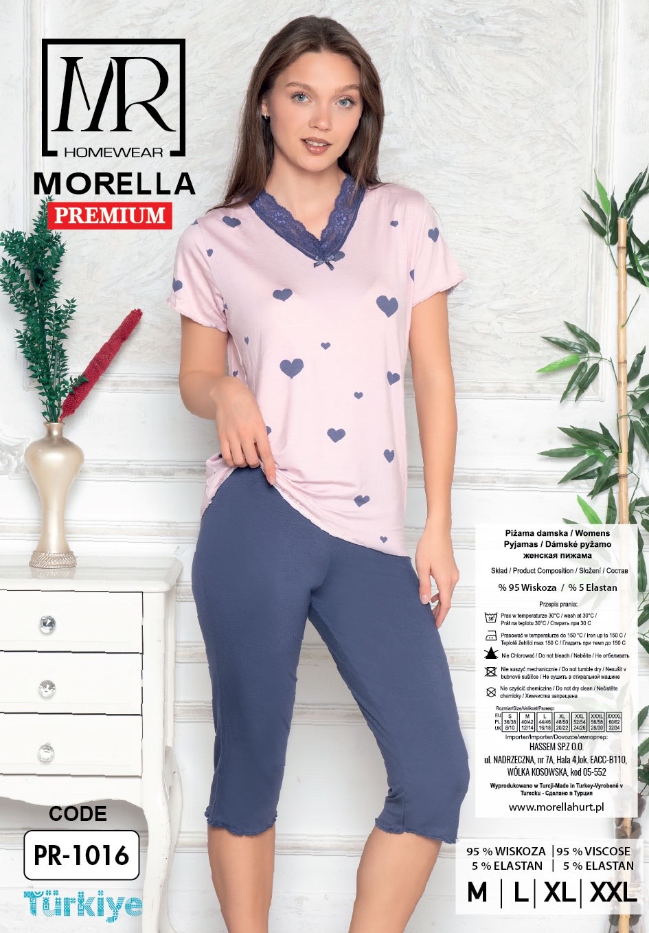 Piżama Damska z Wiskozy Morella PREMIUM kod;PR-1016 Rozmiar; M-L-XL-XXL - zdjęcie 2