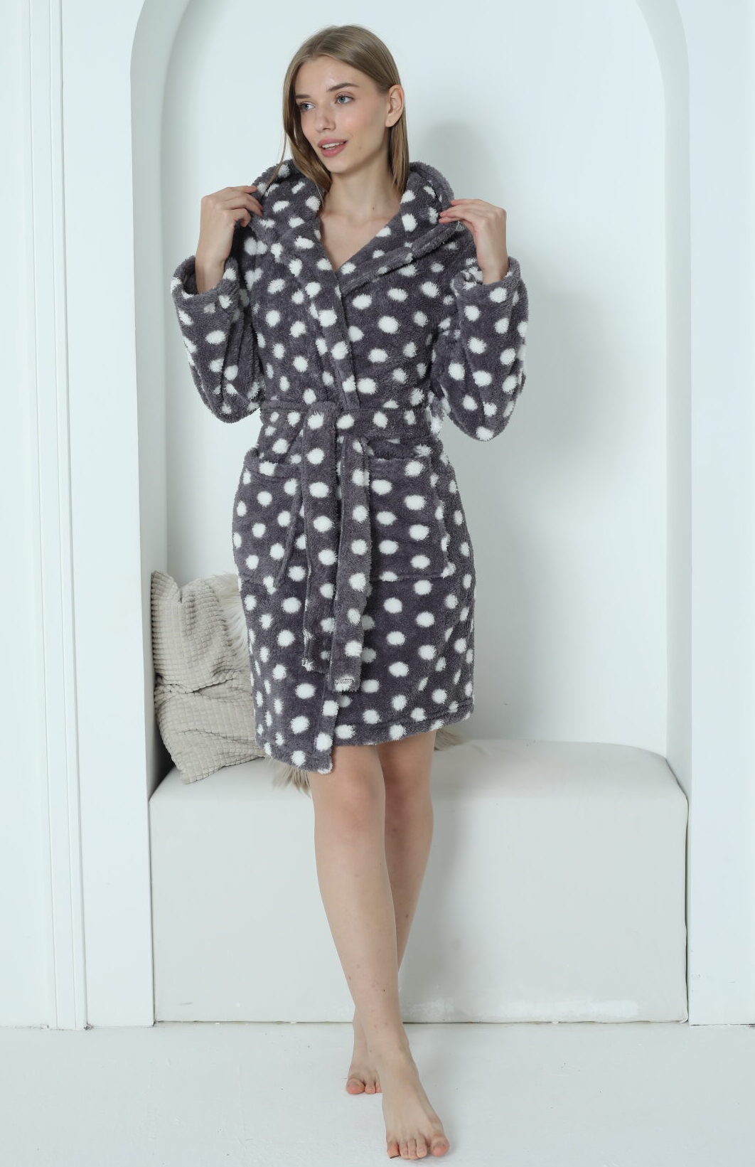 Morella Gold Szlafrok Damski Krótki z Wellsoftu kod;01-1001 Roz; S/M – L/XL - zdjęcie 2