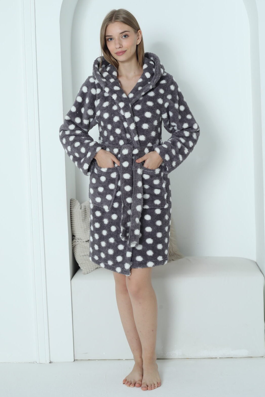 Morella Gold Szlafrok Damski Krótki z Wellsoftu kod;01-1001 Roz; S/M – L/XL - zdjęcie 4