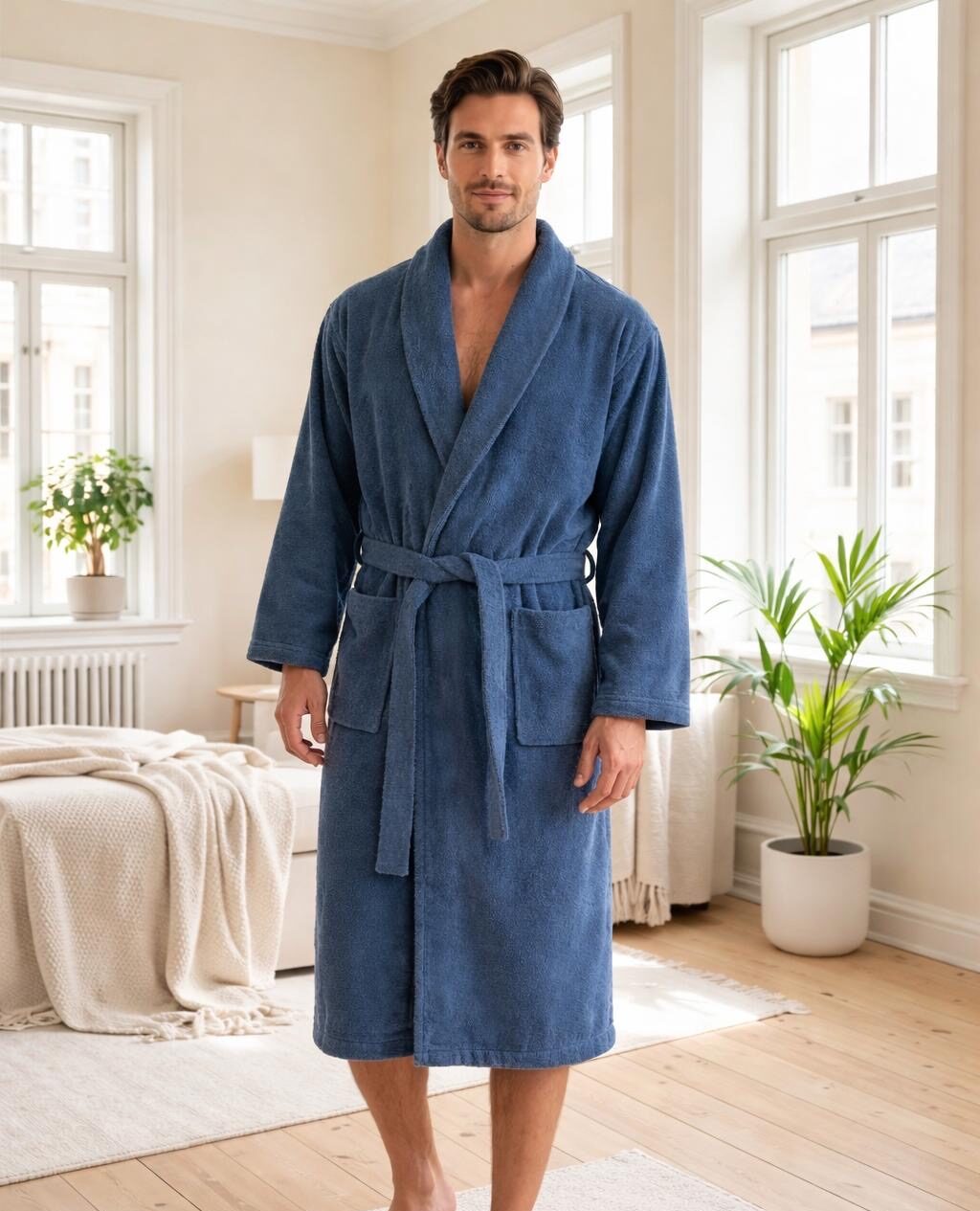 Szlafrok Szalowy Męski BAWEŁNA FROTTE Morella PREMIUM kod;PR-2-2002 Roz; M/L, XL/XXL, 3XL/4XL - zdjęcie 1