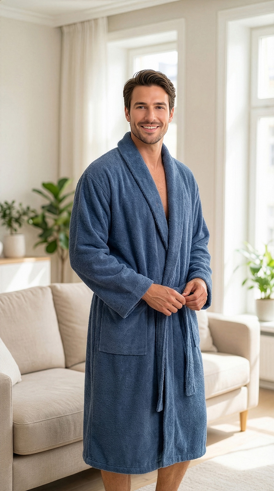 Szlafrok Szalowy Męski BAWEŁNA FROTTE Morella PREMIUM kod;PR-2-2002 Roz; M/L, XL/XXL, 3XL/4XL - zdjęcie 2