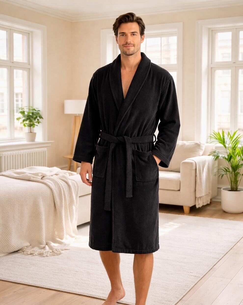 Szlafrok Szalowy Męski BAWEŁNA FROTTE Morella PREMIUM kod;PR-2-2005 Roz; M/L, XL/XXL, 3XL/4XL - zdjęcie 1